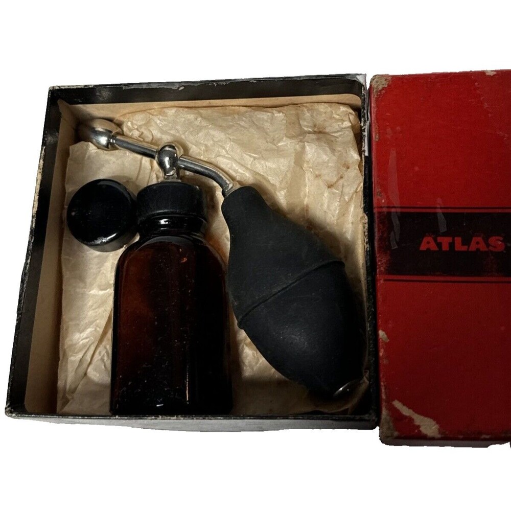 Atlas Jr Atomizer No. 82  Made In USA Original box Amber Glass Vintage